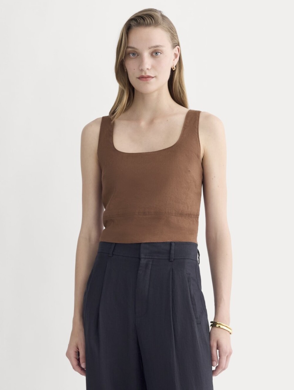 Everlane The Square Tank in Stretch Linen Size 10